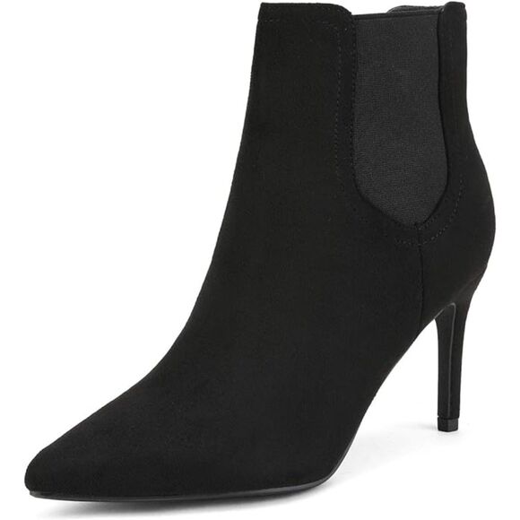 Black Suede Pointed Toe Stiletto High Heel Ankle Booties Size 6 B(M) US Kizzy-1 - Picture 1 of 6